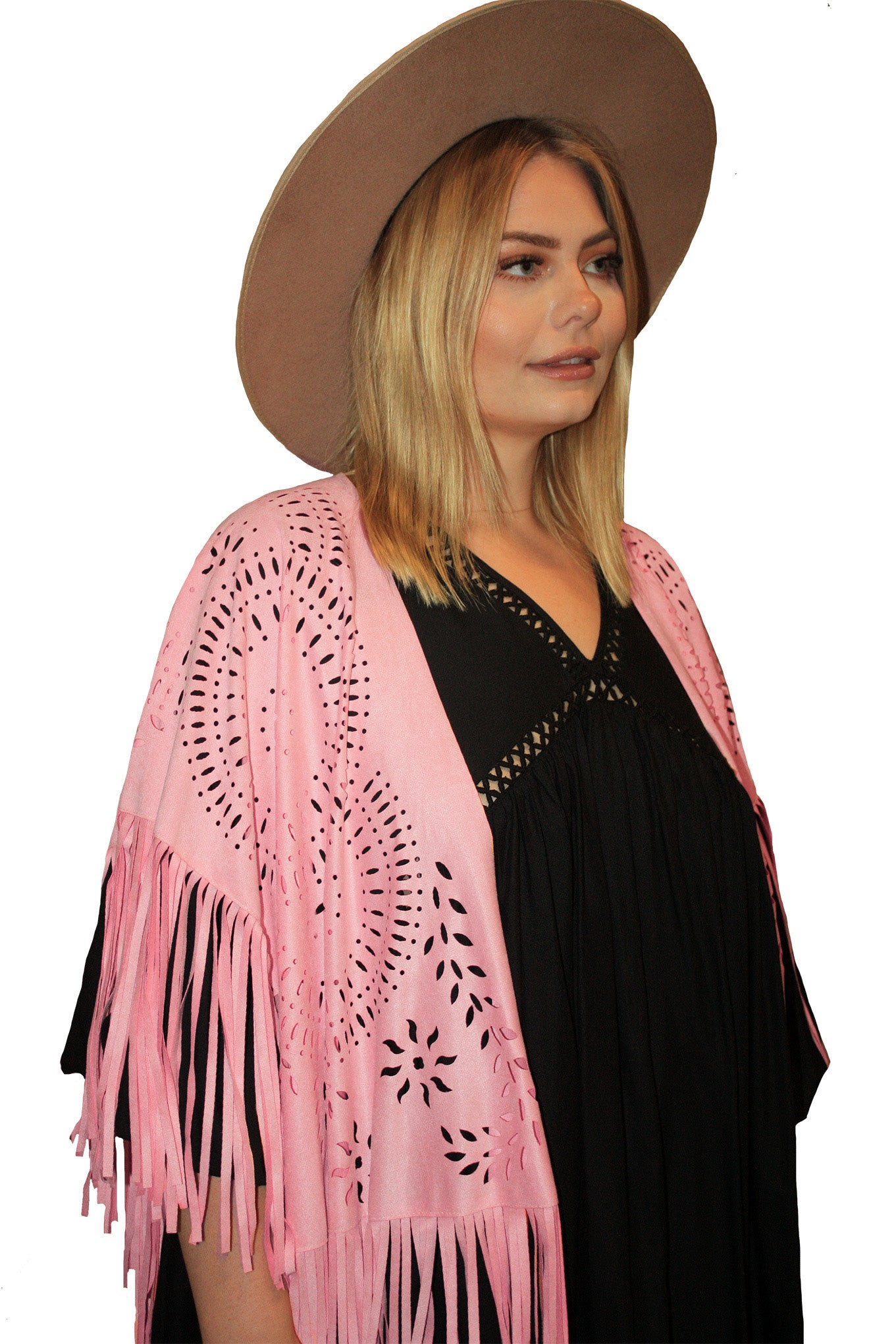 Fringe Flower Cape - Pink