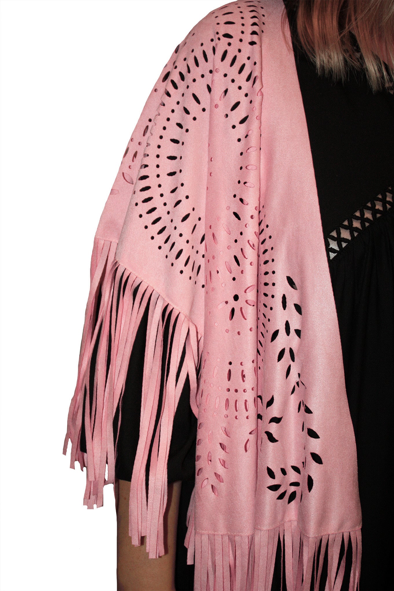 Fringe Flower Cape - Pink