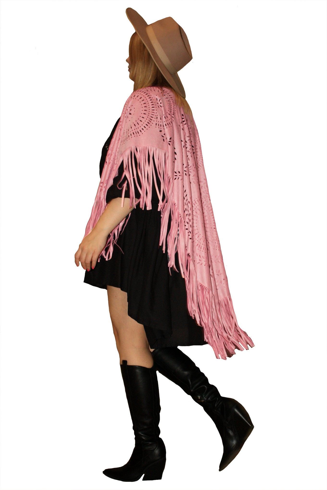 Fringe Flower Cape - Pink